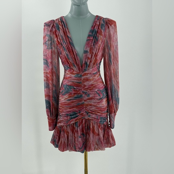 🆕 PATBO 🧿 NWOT Twist Metallic Ruched Mini Dress, Pink - Sz BR 36 US 4 - Picture 3 of 16